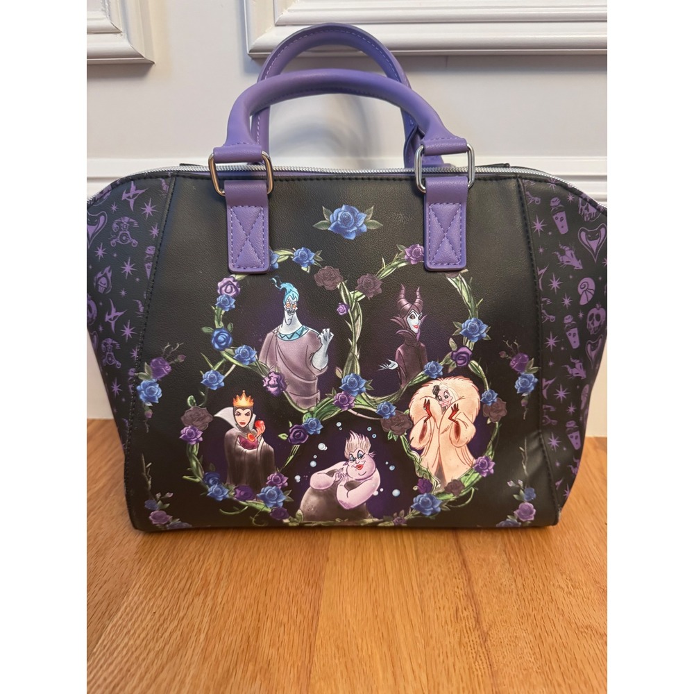 Loungefly Disney Villains Floral‎ Icons Satchel Handbag Purse